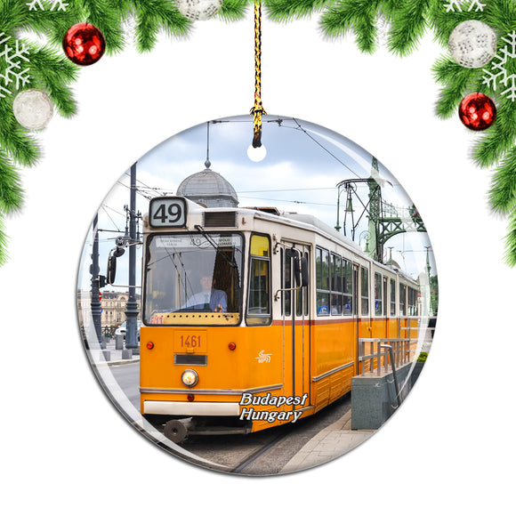 Hungary Tram Transport Budapest Christmas Ornament