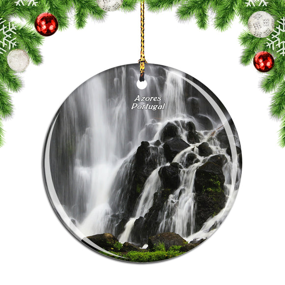 Portugal Azores Waterfall Christmas Ornament