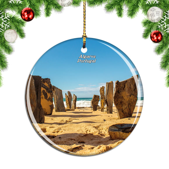 Portugal Beach Stone Algarve Christmas Ornament