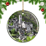 Switzerland Bergdorf Ticino Stone House Christmas Ornament