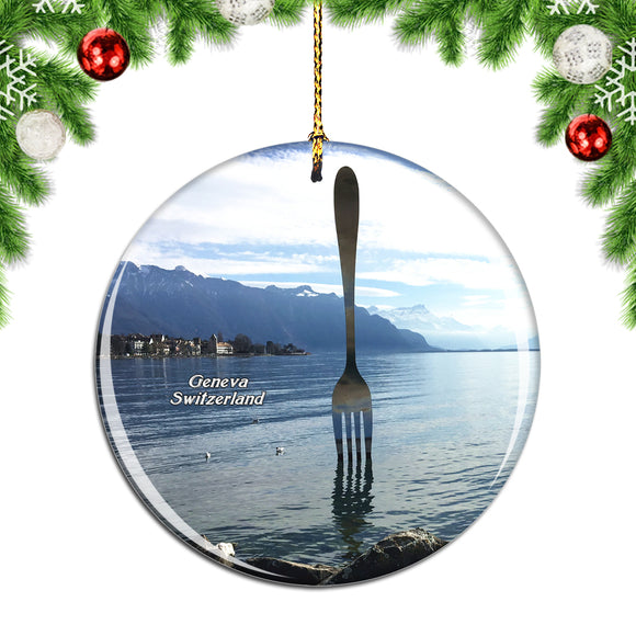 Switzerland Fork Lake Geneva Christmas Ornament