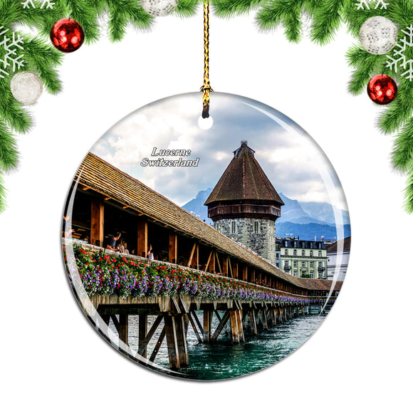 Switzerland Lucerne Chapel Bridge Christmas Ornament