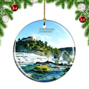 Switzerland Schaffhausen Waterfall Christmas Ornament