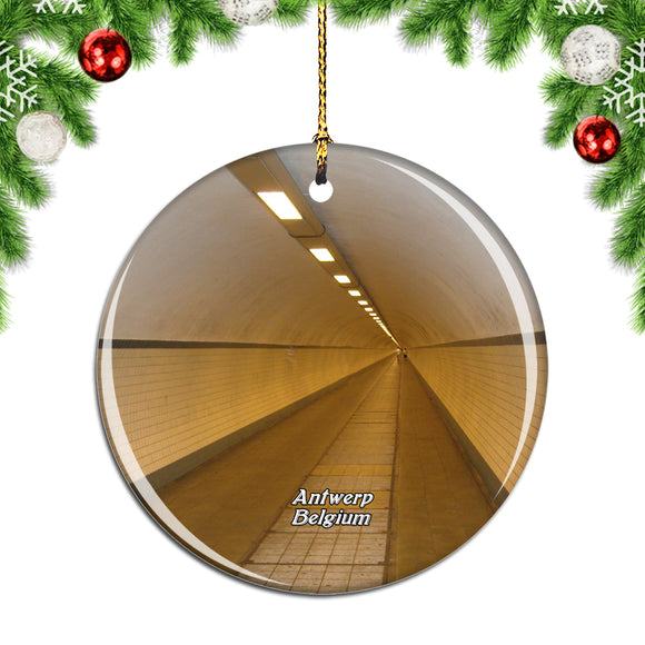 Belgium Antwerp Bike Tunnel Christmas Ornament