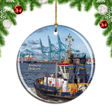Belgium Antwerp Boat Tugboat Harbor Christmas Ornament