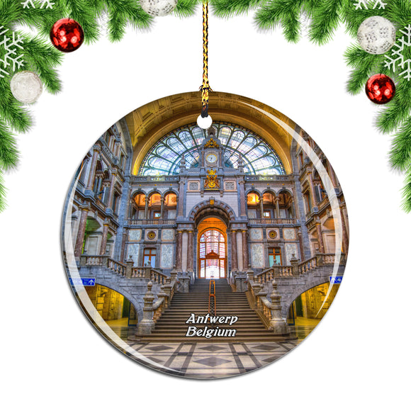Belgium Antwerp Station Hall Christmas Ornament