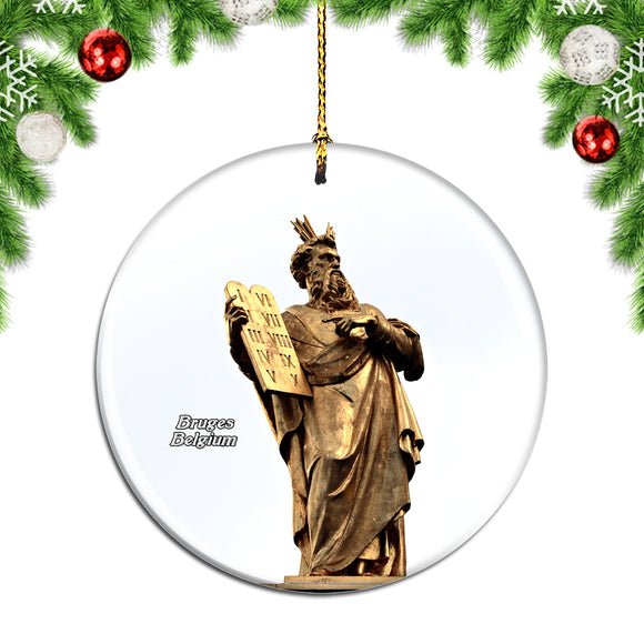 Belgium Moses 10 Commandments Statue Bruges Christmas Ornament