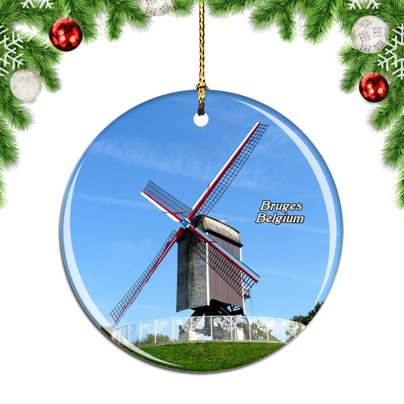 Belgium Windmill Bruges Christmas Ornament