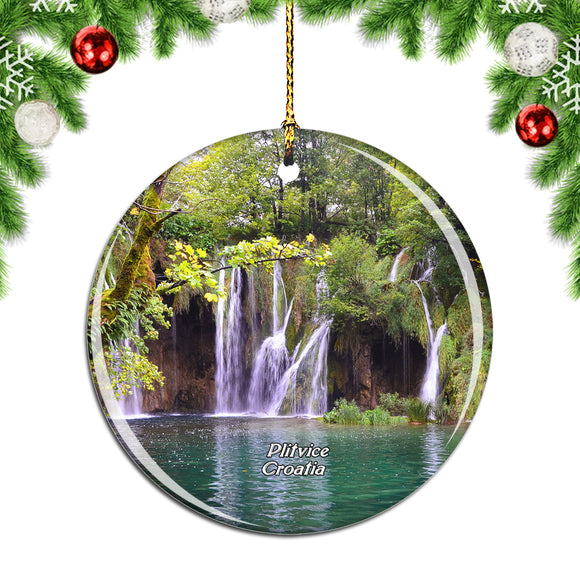 Croatia Plitvice National Park Waterfall Christmas Ornament