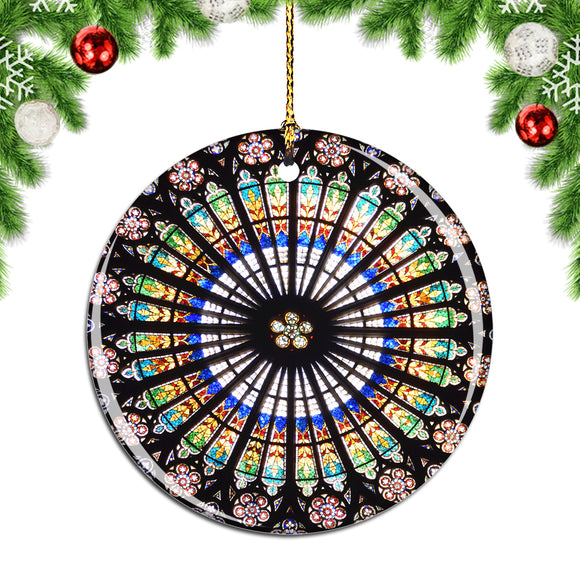 France Cathedral Rosette Windows Strasbourg Alsace Christmas Ornament