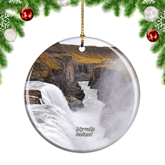 Iceland Dettifoss Waterfall Myvatn Christmas Ornament