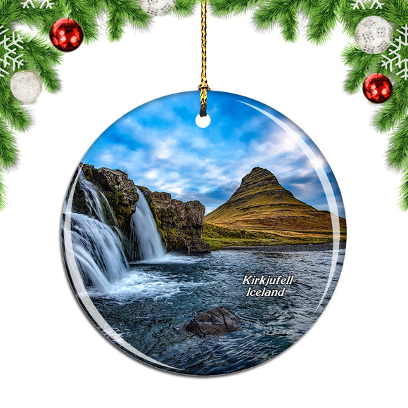 Iceland Mountains Kirkjufell Waterfall Christmas Ornament