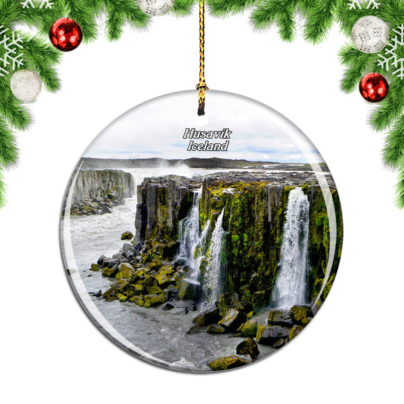 Iceland Selfoss Waterfall Husavik Christmas Ornament