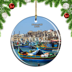 Malta Marsaxlokk Port Christmas Ornament