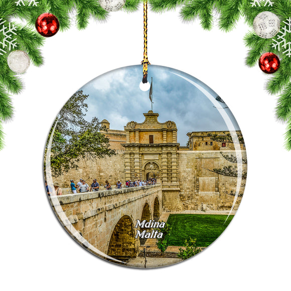 Malta Mdina Gates Castle Christmas Ornament