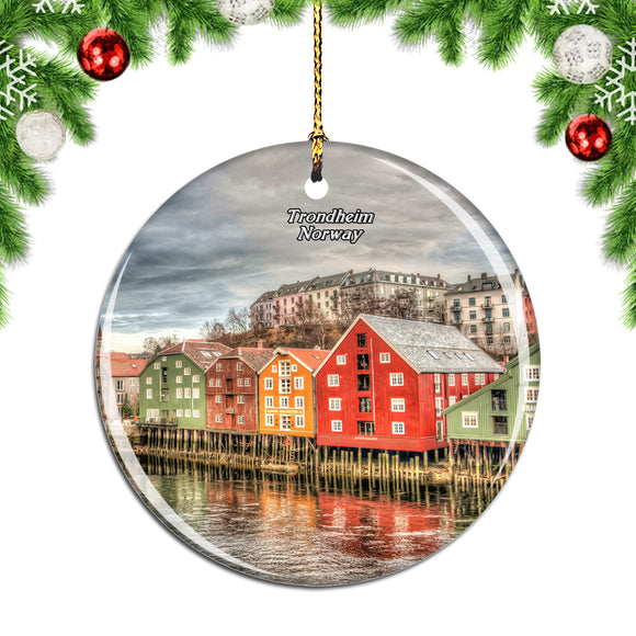 Norway Trondheim Row Houses Christmas Ornament