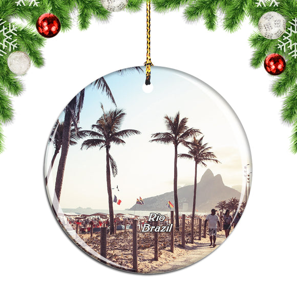 Brazil Ipanema Beach Rio de Janeiro Christmas Ornament