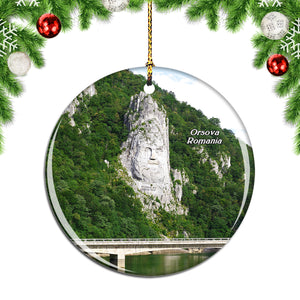 Romania Relief King Decebalus Rock Orsova Christmas Ornament