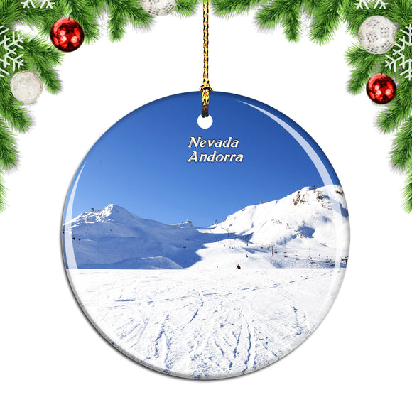 Andorra Snow Mountain Ski Nevada Christmas Ornament