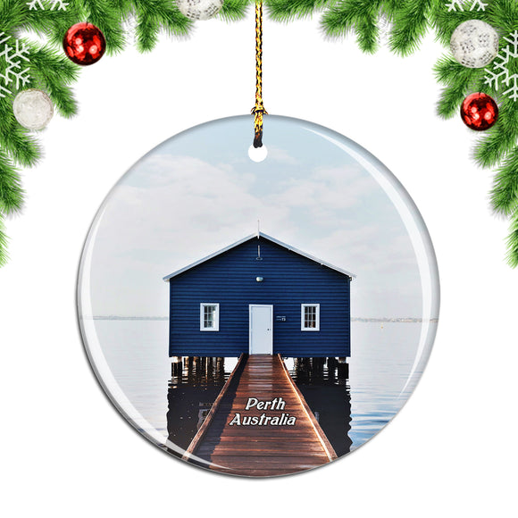 Australia Blue Boat House Perth Swan River Christmas Ornament