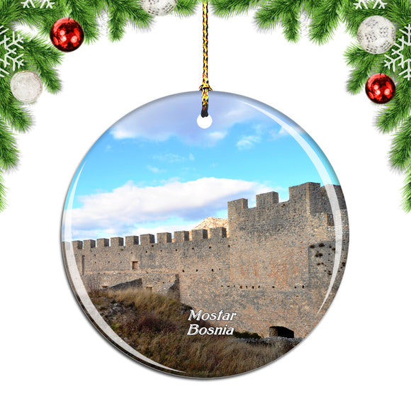 Bosnia Mostar Castle Kosaca Christmas Ornament