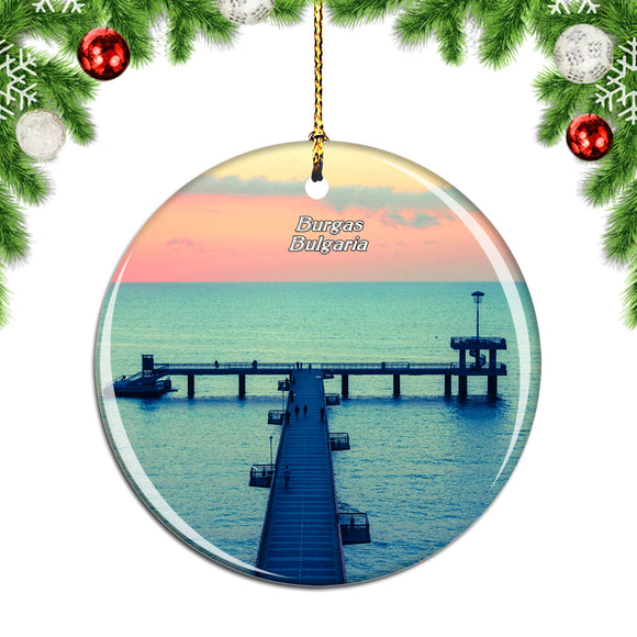 Bulgaria Burgas Sea Bridge Christmas Ornament