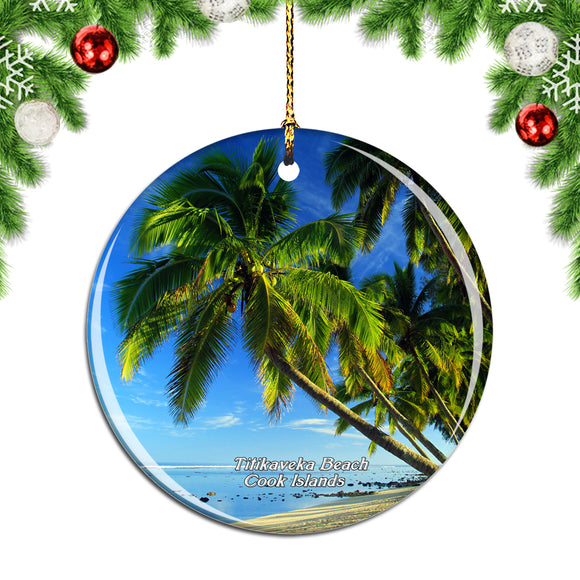 Cook Islands Titikaveka Beach Christmas Ornament