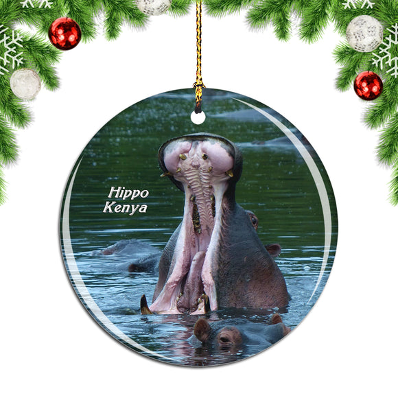 Kenya Hippo Christmas Ornament