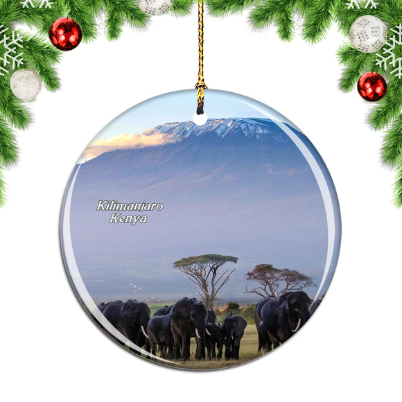 Kenya Kilimanjaro Amboseli Elephant Christmas Ornament