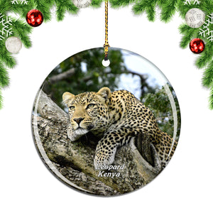 Kenya Leopard Tree Christmas Ornament