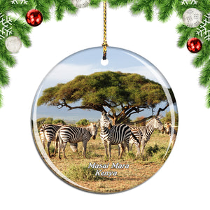 Kenya Masai Mara Zebras Safari Christmas Ornament