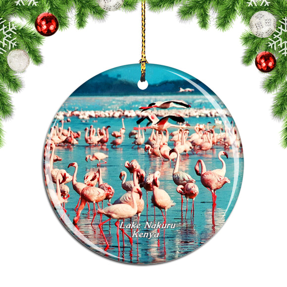 Kenya Pink Flamingo Lake Nakuru Christmas Ornament