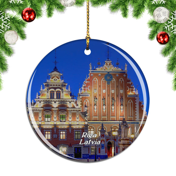 Latvia Night Town Hall Christmas Ornament