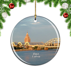 Latvia Riga Daugava Bridge Christmas Ornament