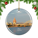 Latvia Riga Daugava Bridge Christmas Ornament