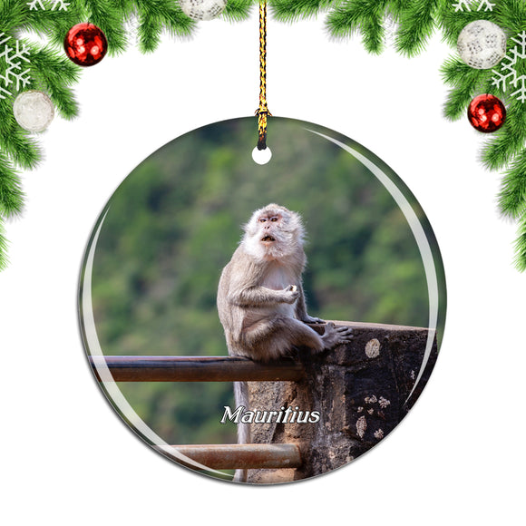 Mauritius Long Tailed Macaque Christmas Ornament