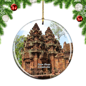 Cambodia Banteay Srei Angkor Wat Siem Reap Christmas Ornament