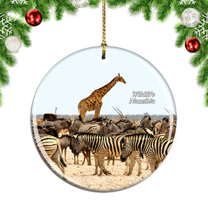 Namibia Zebra Giraffe Christmas Ornament