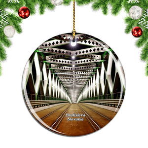 Slovakia Bridge Bratislava Danube River Christmas Ornament