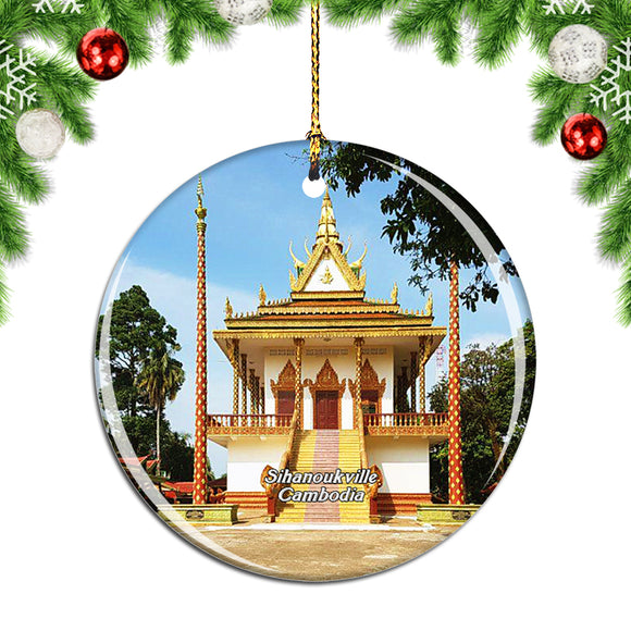 Cambodia Wat Leu Temple Sihanoukville Christmas Ornament