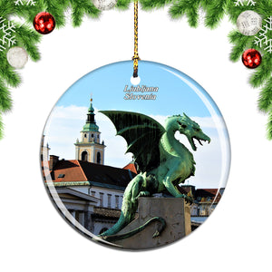 Slovenia Dragon Bridge Ljubljana Christmas Ornament