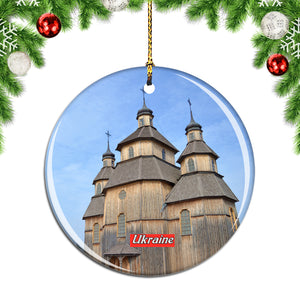 Ukraine Wooden Church Christmas Ornament