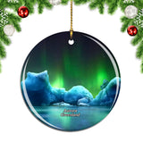 Aurora Glacier Greenland Denmark Christmas Ornament