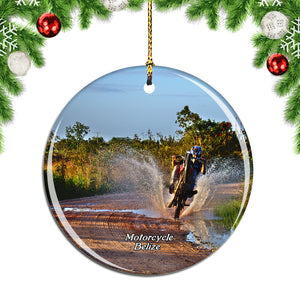 Belize Motorcycle Belize Christmas Ornament