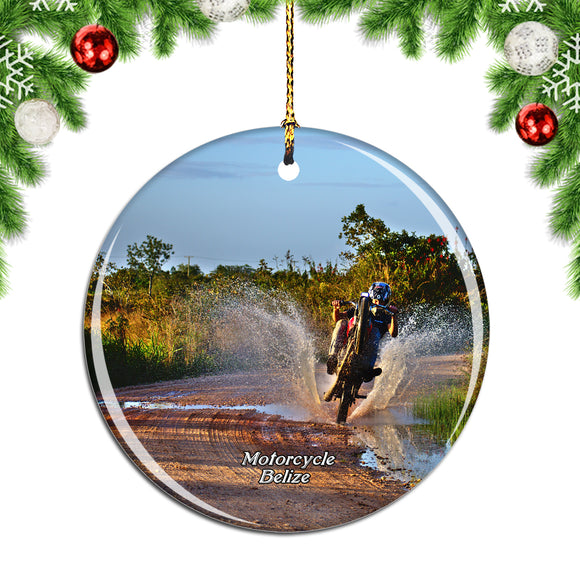 Belize Motorcycle Belize Christmas Ornament