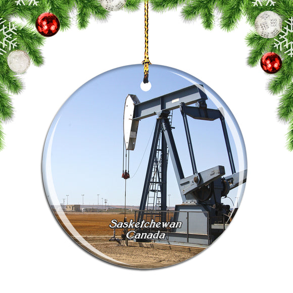 Canada Sasketchewan Prairie Oil Production Christmas Ornament