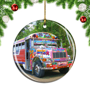 Colorful Bus Panama Christmas Ornament