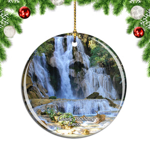 Laos Waterfall Luang Prabang Laos Christmas Ornament