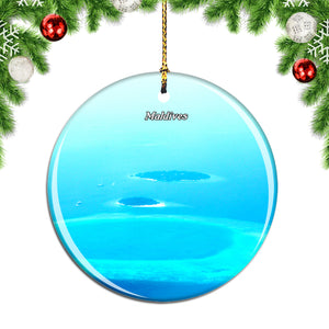 Maldives Island Blue Christmas Ornament