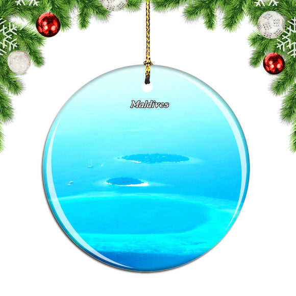 Maldives Island Blue Christmas Ornament